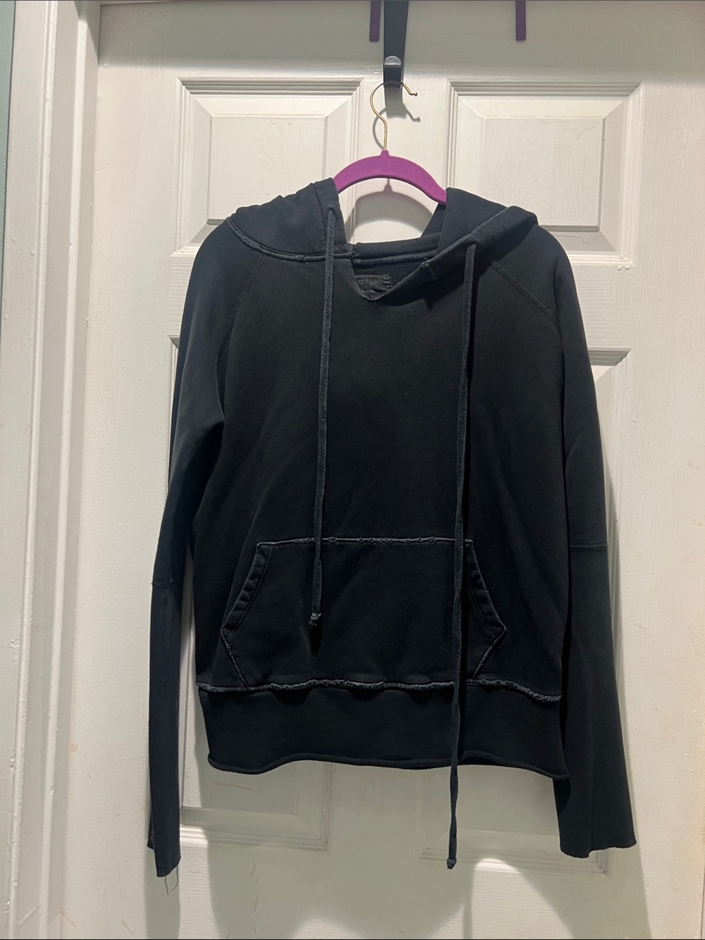 Nili Lotan Black Distressed Hooded Pullover